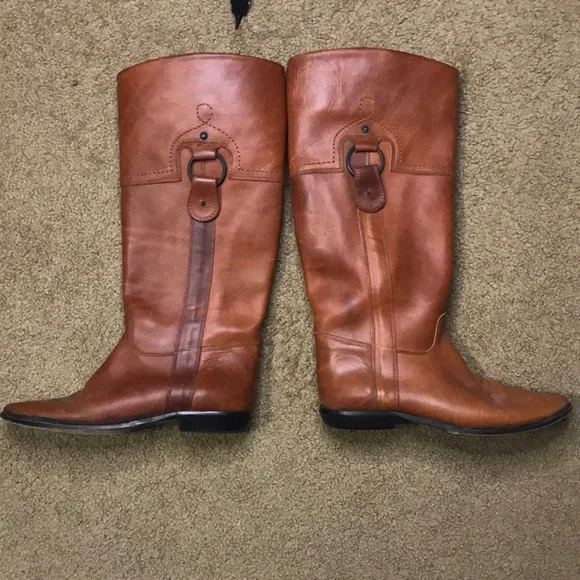 Brown Leather Knee-High Boots - Picture 2 of 9